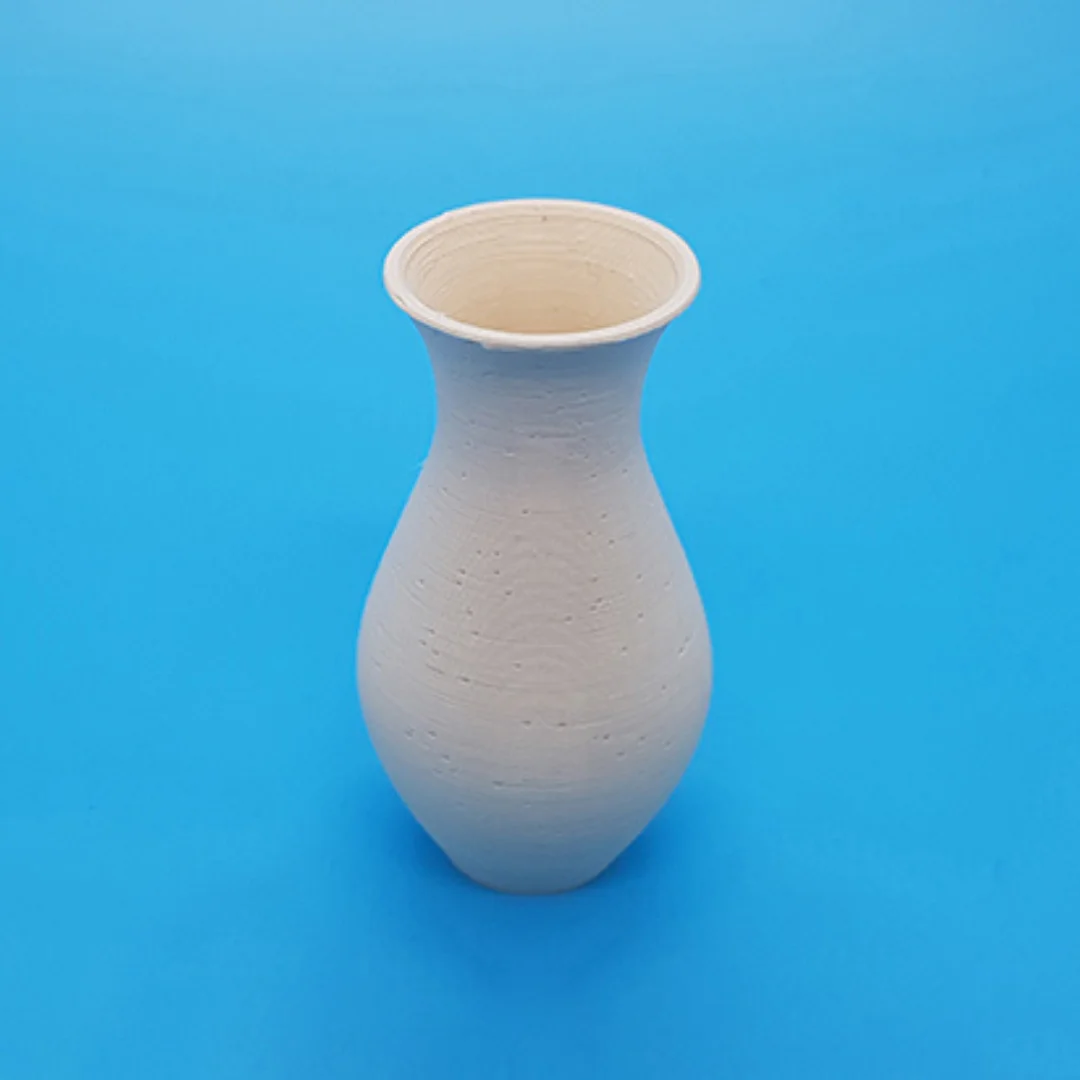 Desert Vase showing its open rim and 3D printed surface.
