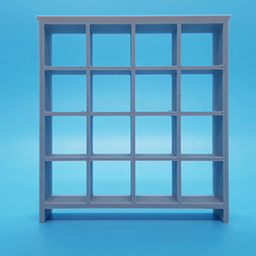 Tomnes Large Shelves miniature at 1:20 scale, shown from the front.