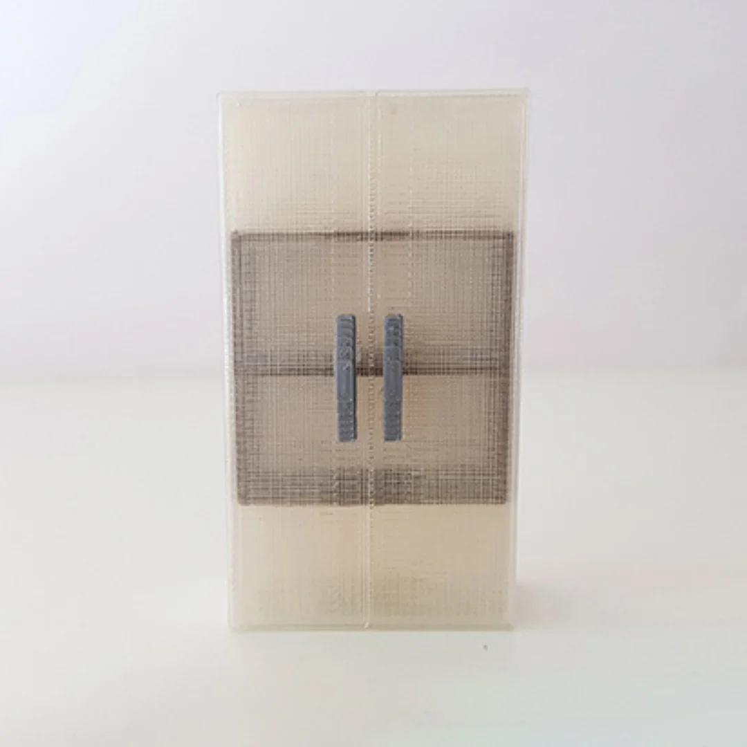 Glassed Book-Shelves miniature at 1:50 scale, shown at an angle.