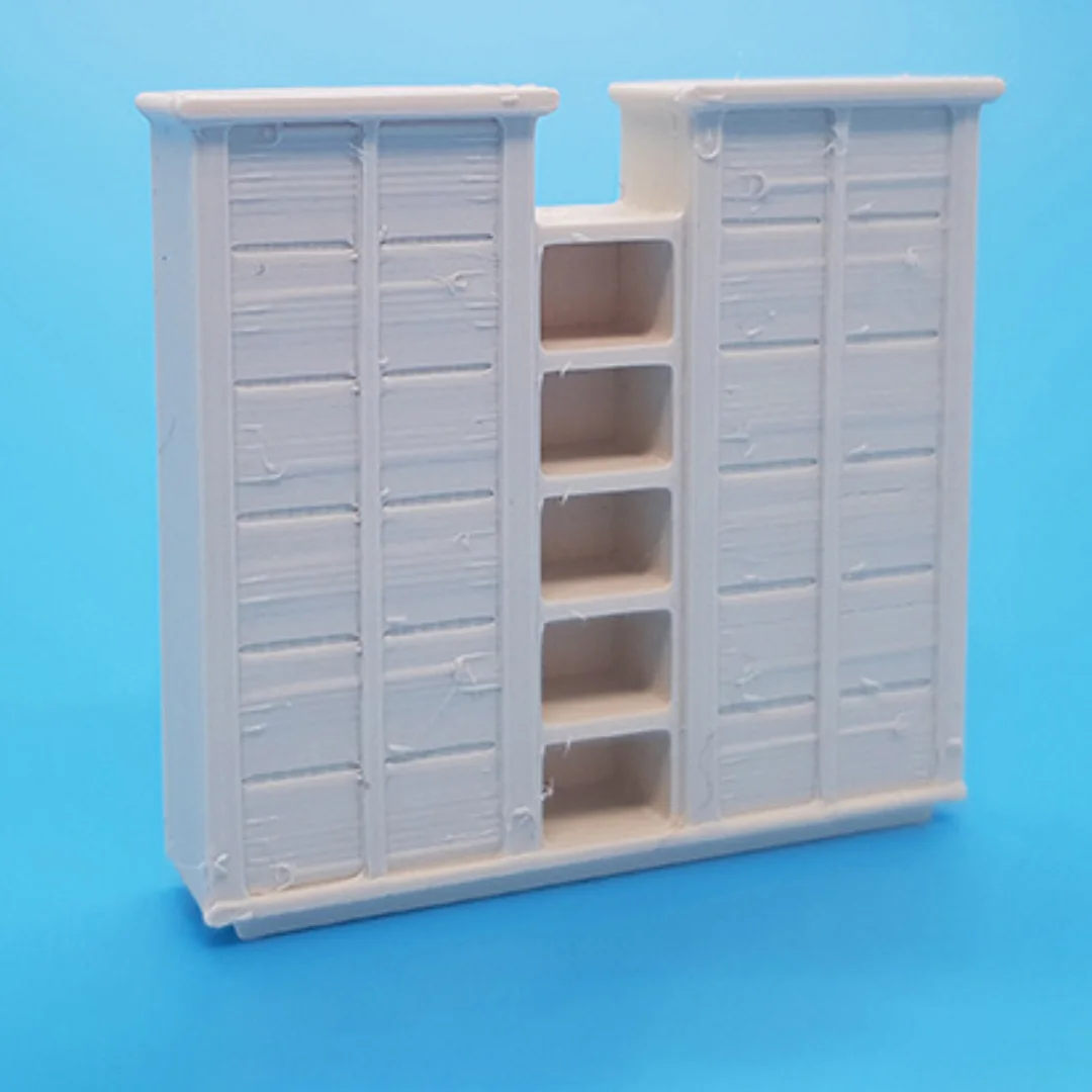 Jullia Small Cabinet miniature model showing its shelving and cabinet design at 1:50 scale.
