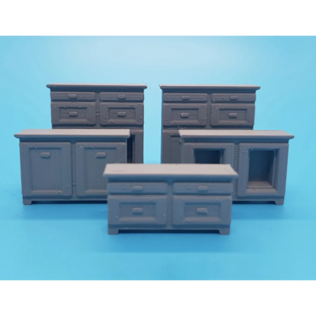 King Cabinets miniature models displayed together at 1:50 scale.