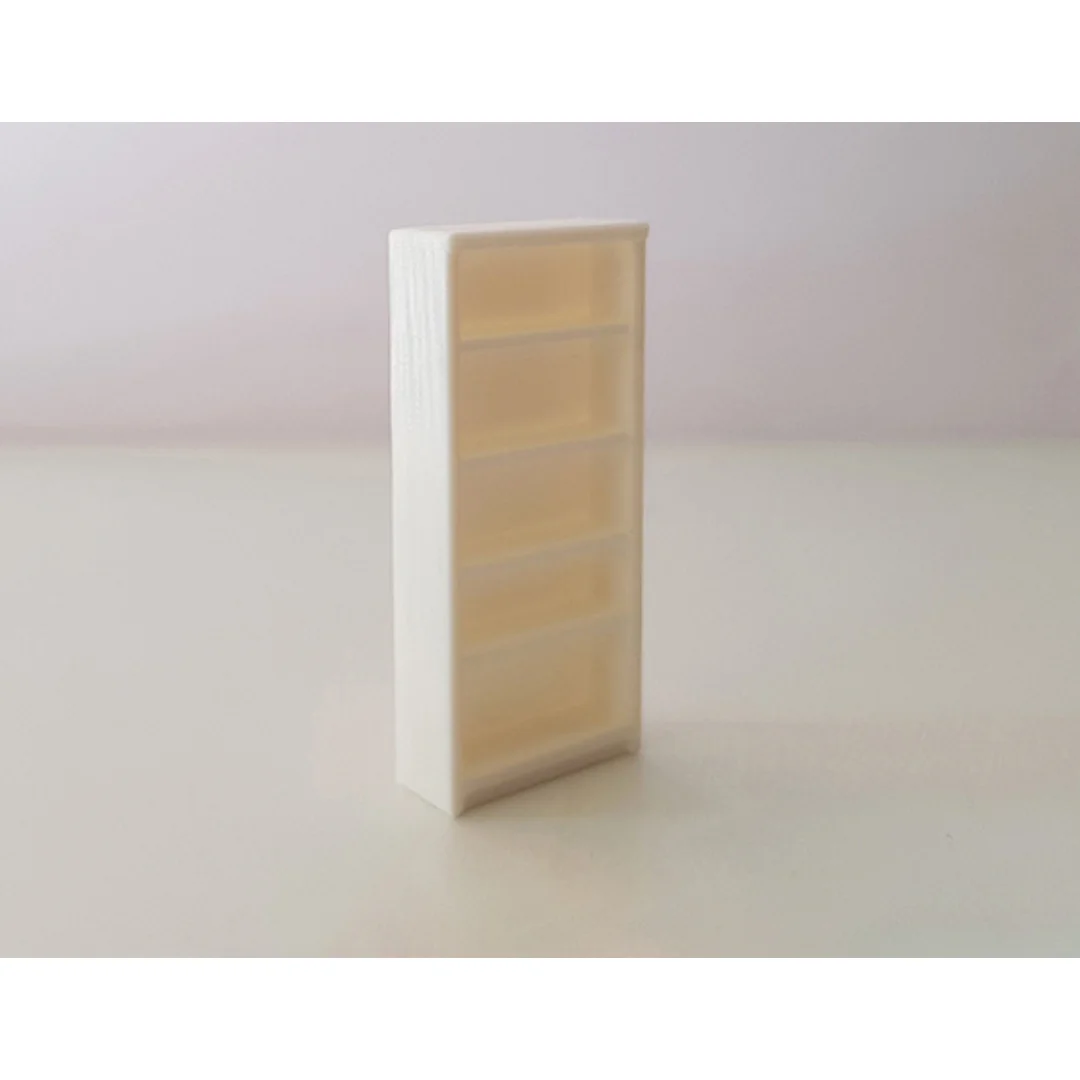 Small Bookshelf miniature model showing its shelving and cabinet design at 1:50 scale.