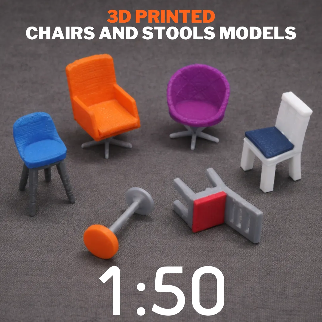 3D Printing Chairs and Stools Models Scale 1:50