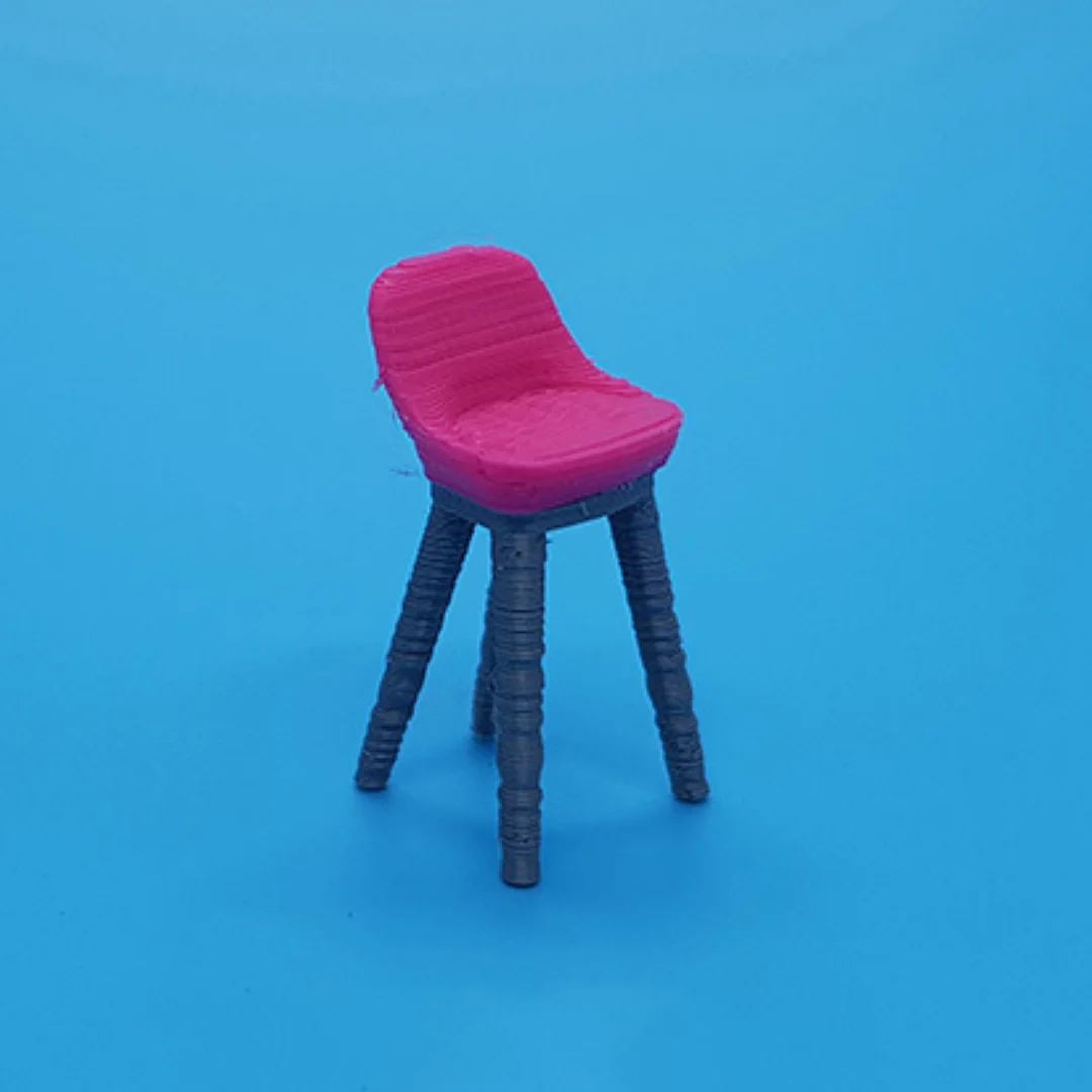 Low Back Legged Stool miniature model at 1:50 scale.