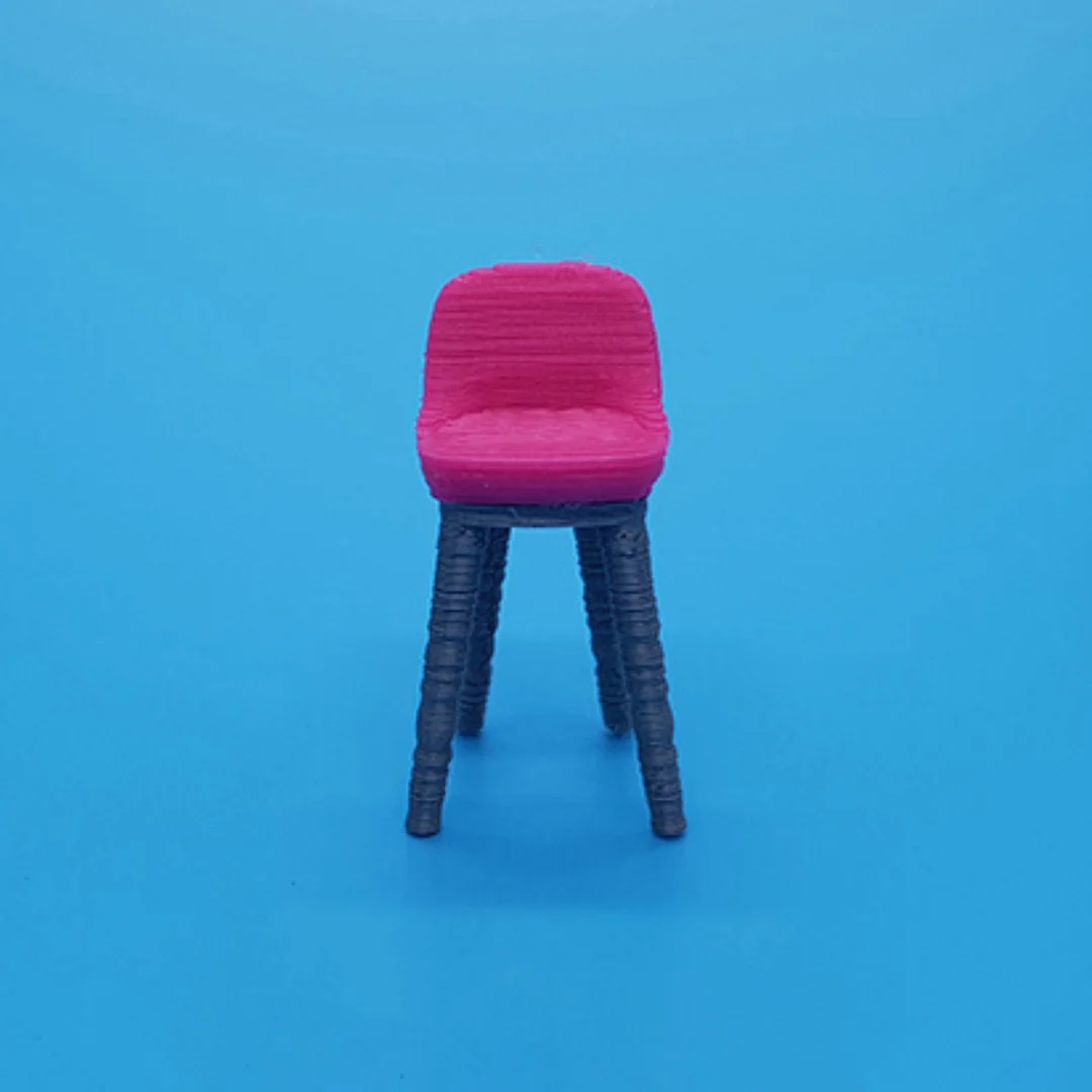 Low Back Legged Stool miniature model at 1:50 scale.