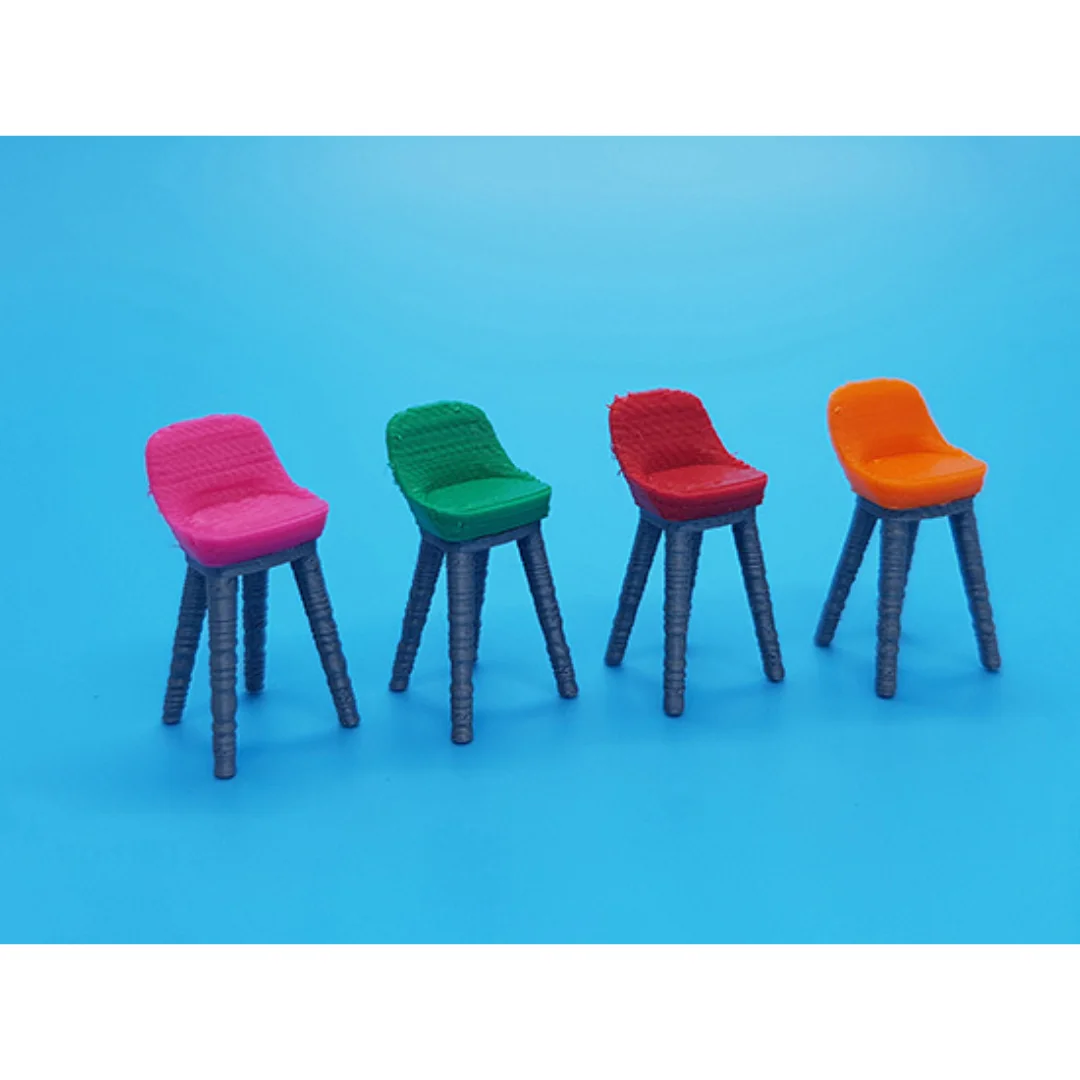 Low Back Legged Stool miniature models displayed together at 1:50 scale.
