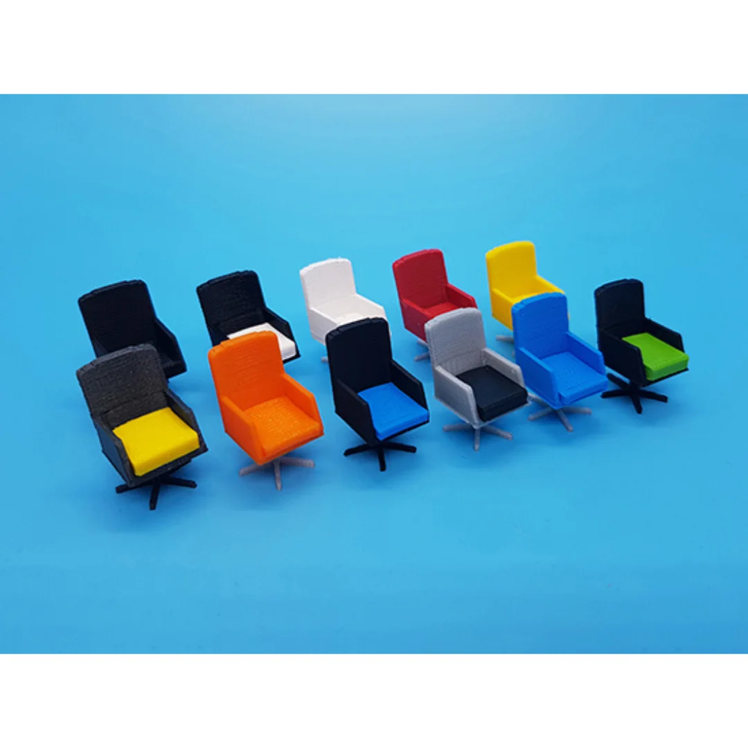 Executive Panel Arms Chair miniature models displayed together at 1:50 scale.