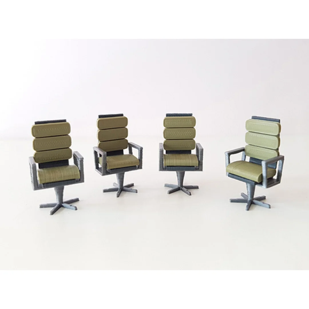 Executive Segmented Back Chair miniature models displayed together at 1:50 scale.