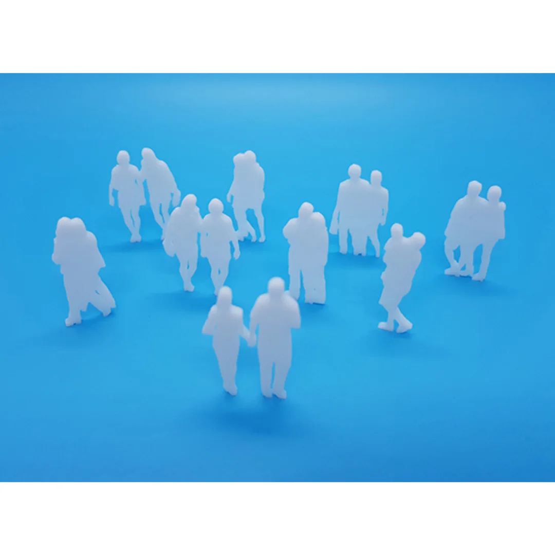 Weekend-1 miniature human silhouette figures standing together for architectural models at 1:50 scale.