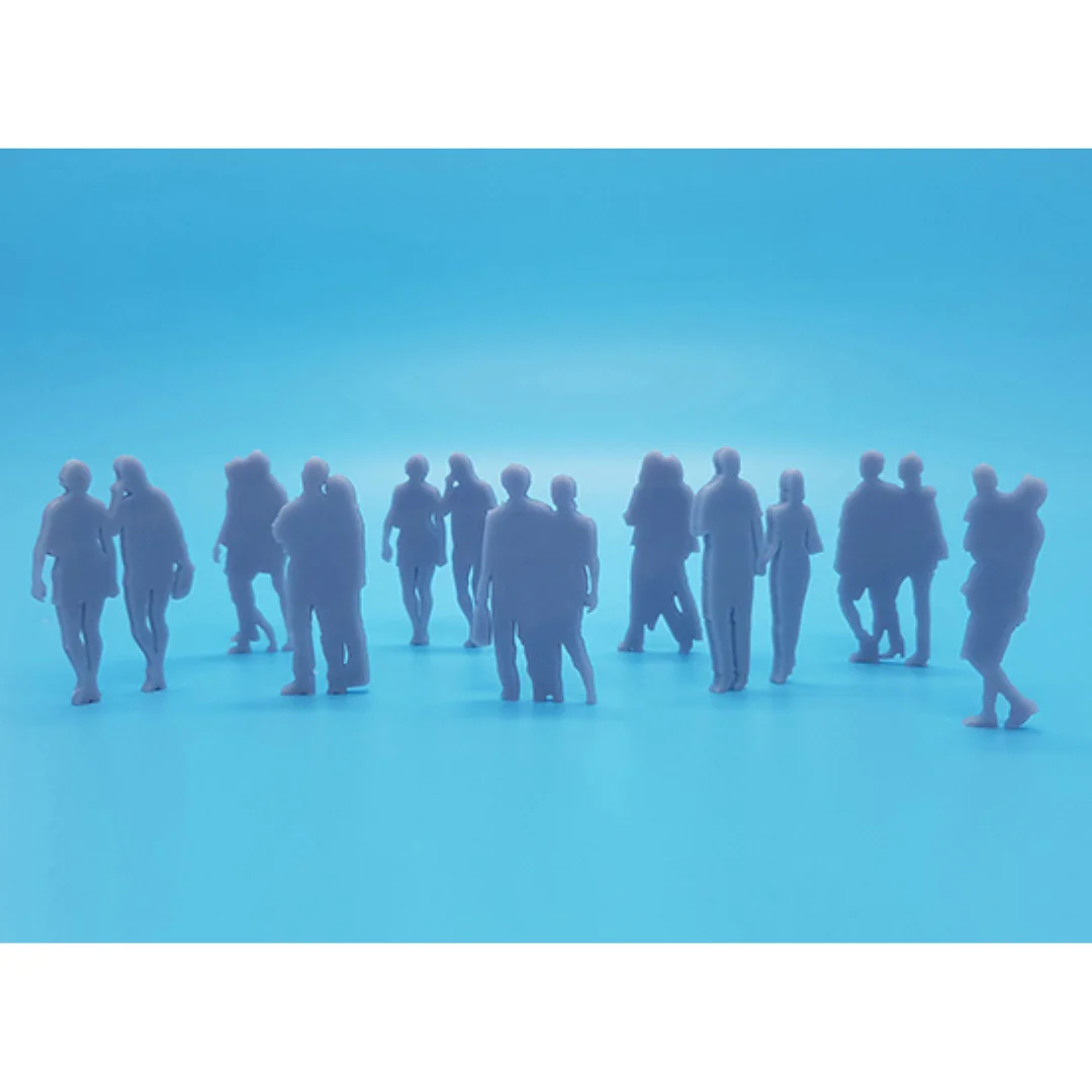 Weekend-1 miniature human silhouette figures standing together for architectural models at 1:50 scale.