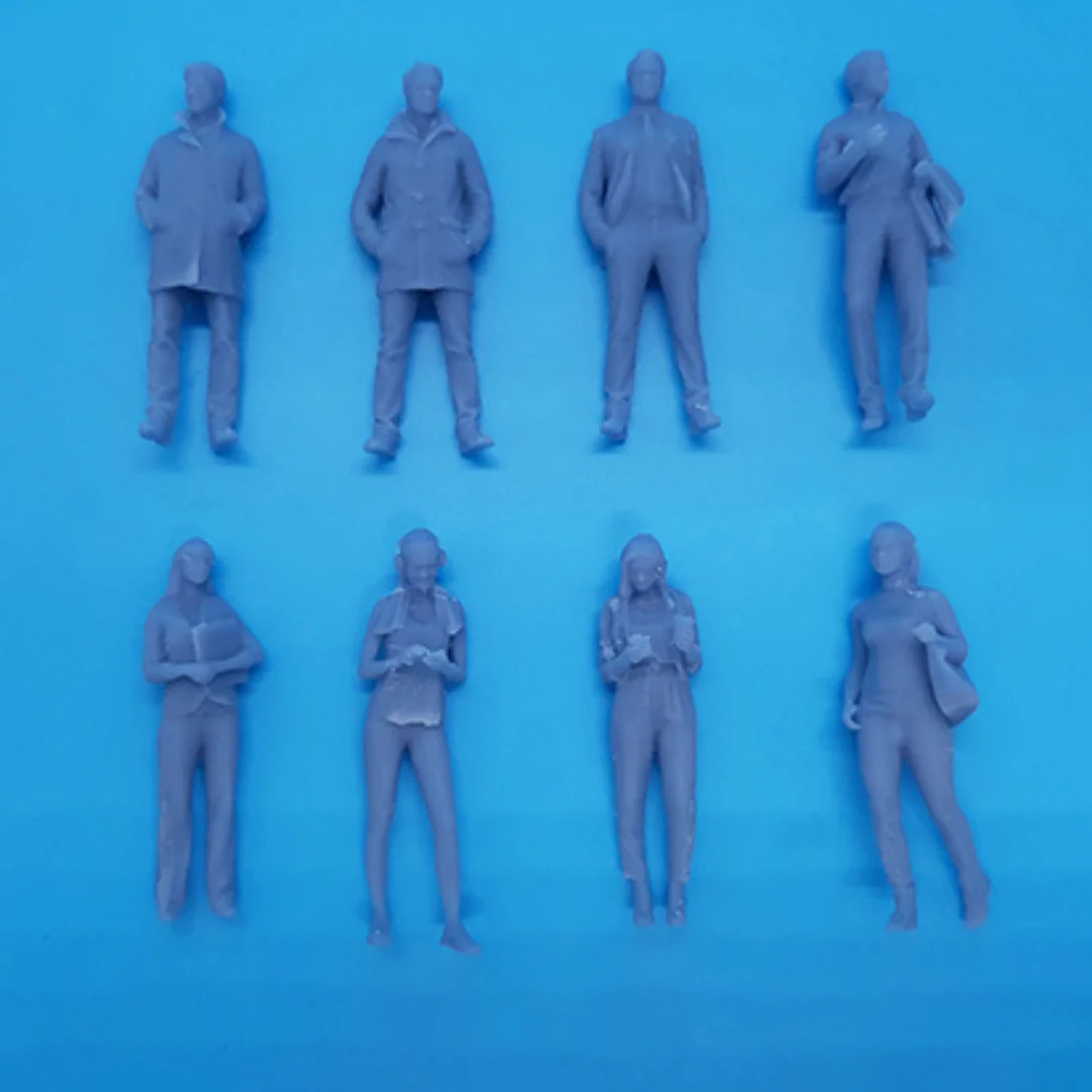 Business-1 miniature human figures laid flat for architectural models at 1:50 scale.