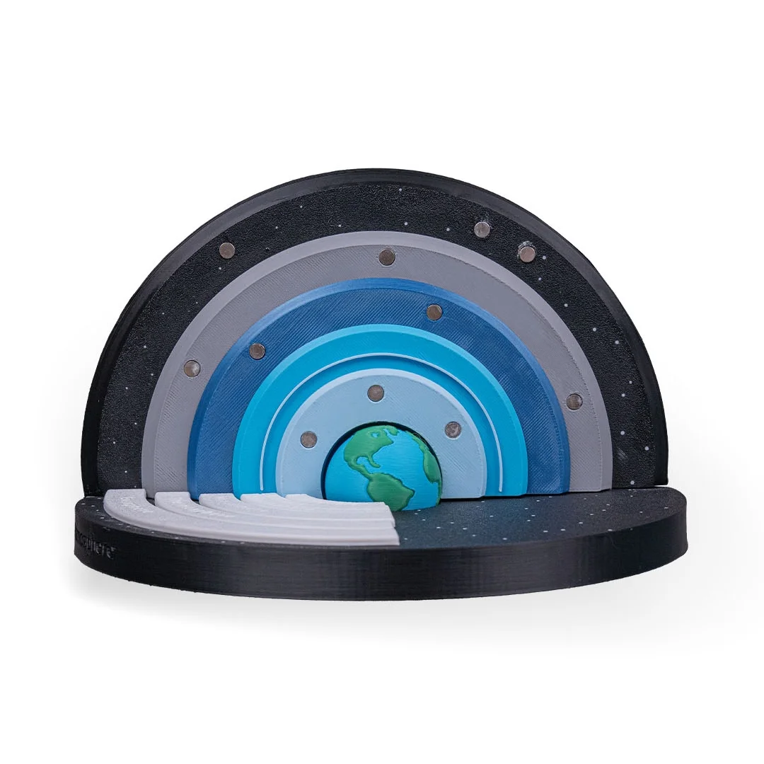 Atmosphere model with accessory pieces removed from the curved layers.