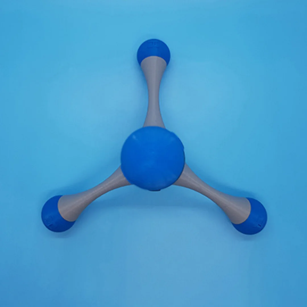 Top view of a methane molecule teaching model.