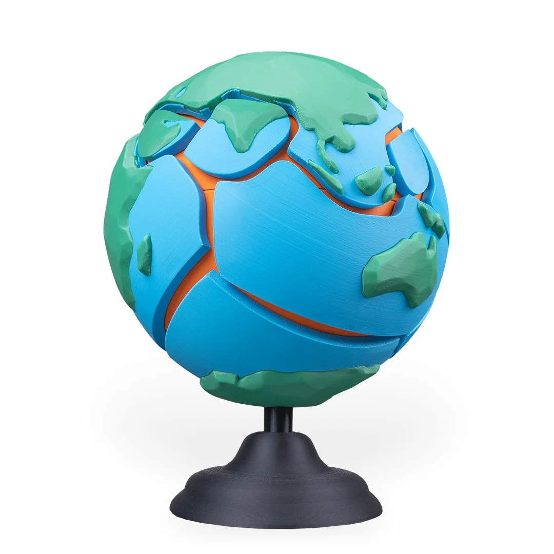 Earth globe puzzle viewed from the Indian Ocean side.