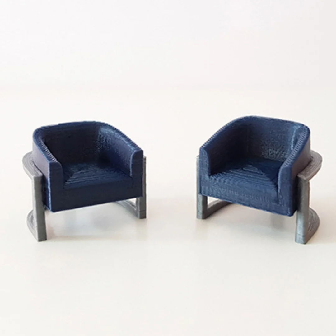 Trolley Sofa miniature models displayed together at 1:50 scale.