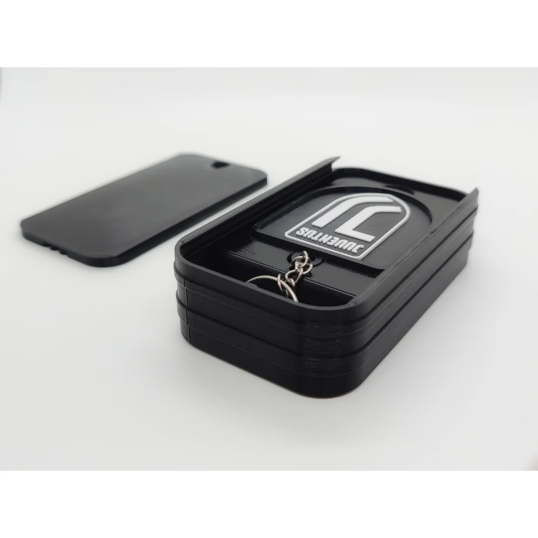 Juventus FC keychain displayed inside an open presentation box.