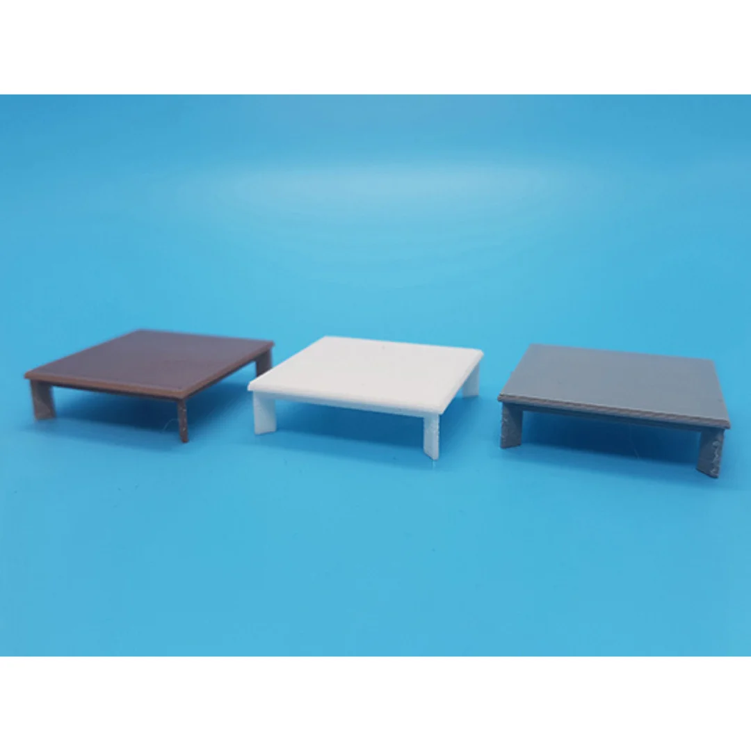 Aster Coffee Table Large miniature models displayed together at 1:50 scale.