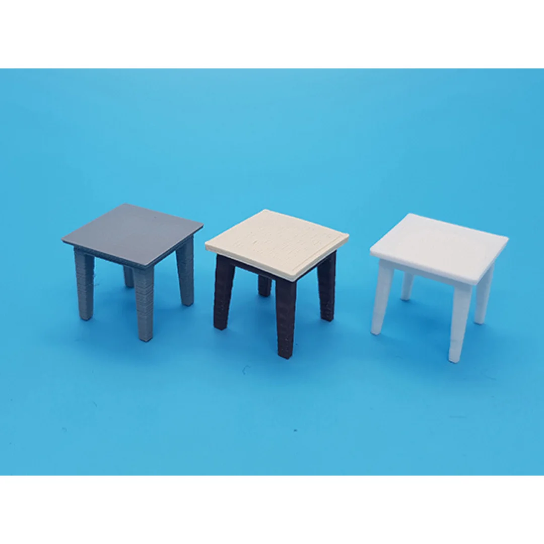 Classic Square Dining Table miniature models at 1:50 scale shown together.