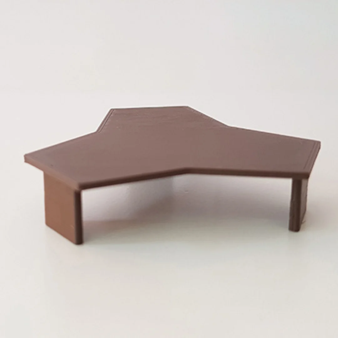 Three-Desk Office Workstation miniature model at 1:50 scale.