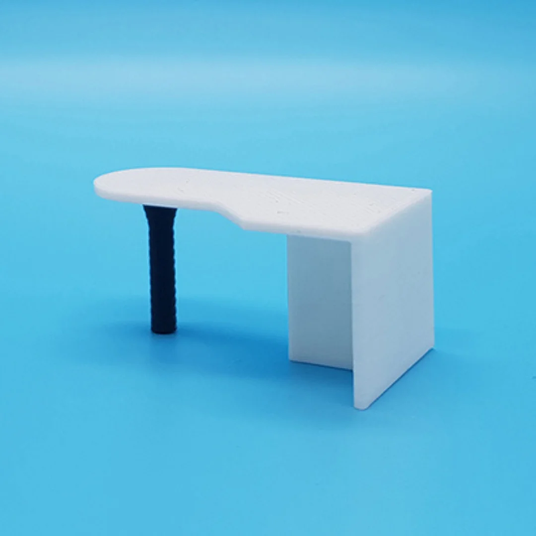 Rounded Office Desk miniature model at 1:50 scale.