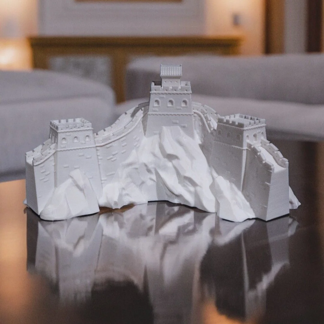 Great Wall of China model displayed on a tabletop.