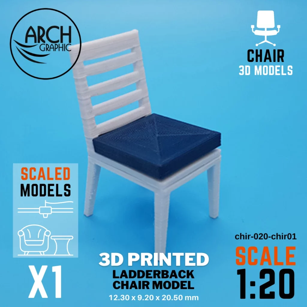 Best 3D Printing Company in UAE Provides Ladderback Chair Model Scale 1:20 to use for Interior 3D Projects