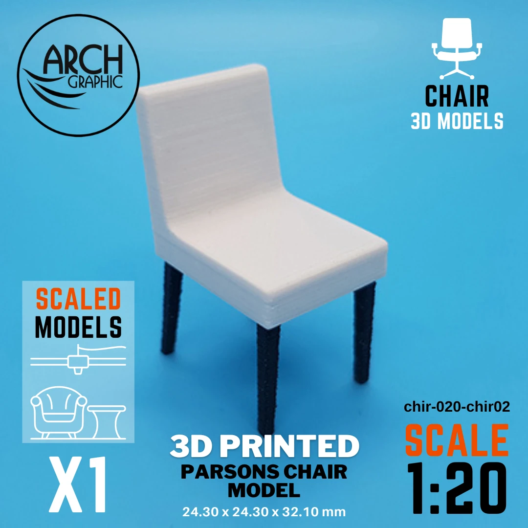 Best Price 3D Printed Parsons Chair Model Scale 1:20 in Dubai using best 3D Printers in UAE for Interior Designers
