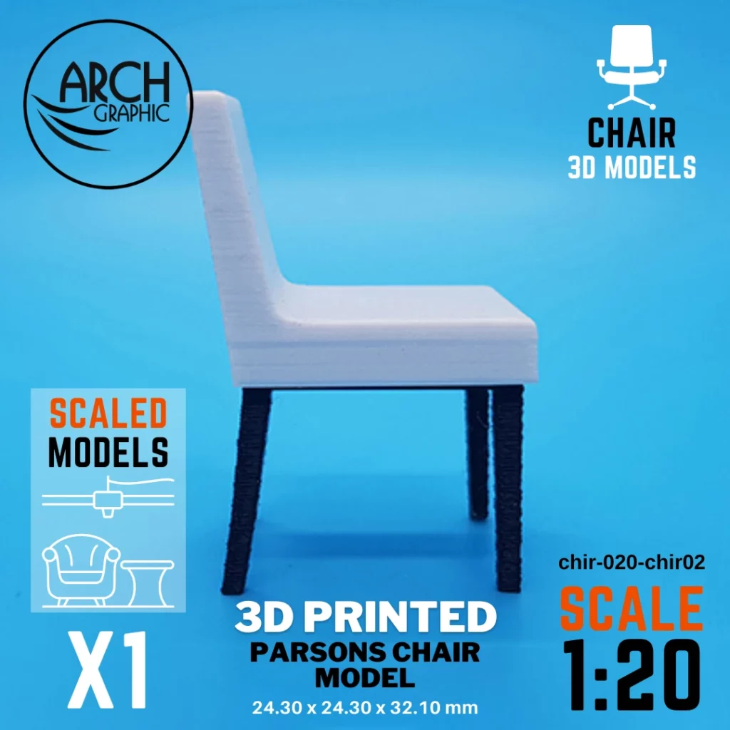 Best 3D Printing Hub in UAE Making 3D Printed Scaled models of Parsons Chair Model Scale 1:20 for Interior students 3D Projects