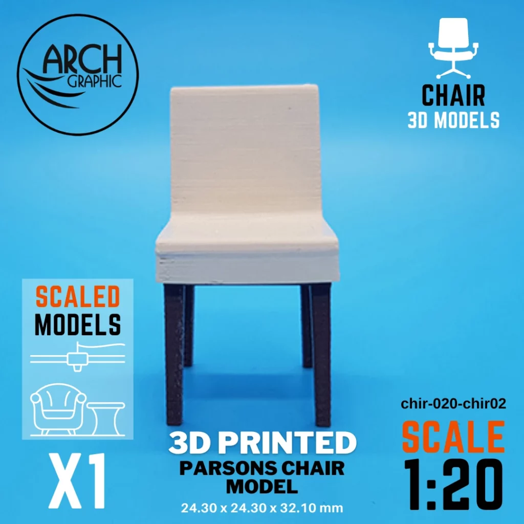 Best 3D Printing Company in UAE Provides Parsons Chair Model Scale 1:20 to use for Interior 3D Projects