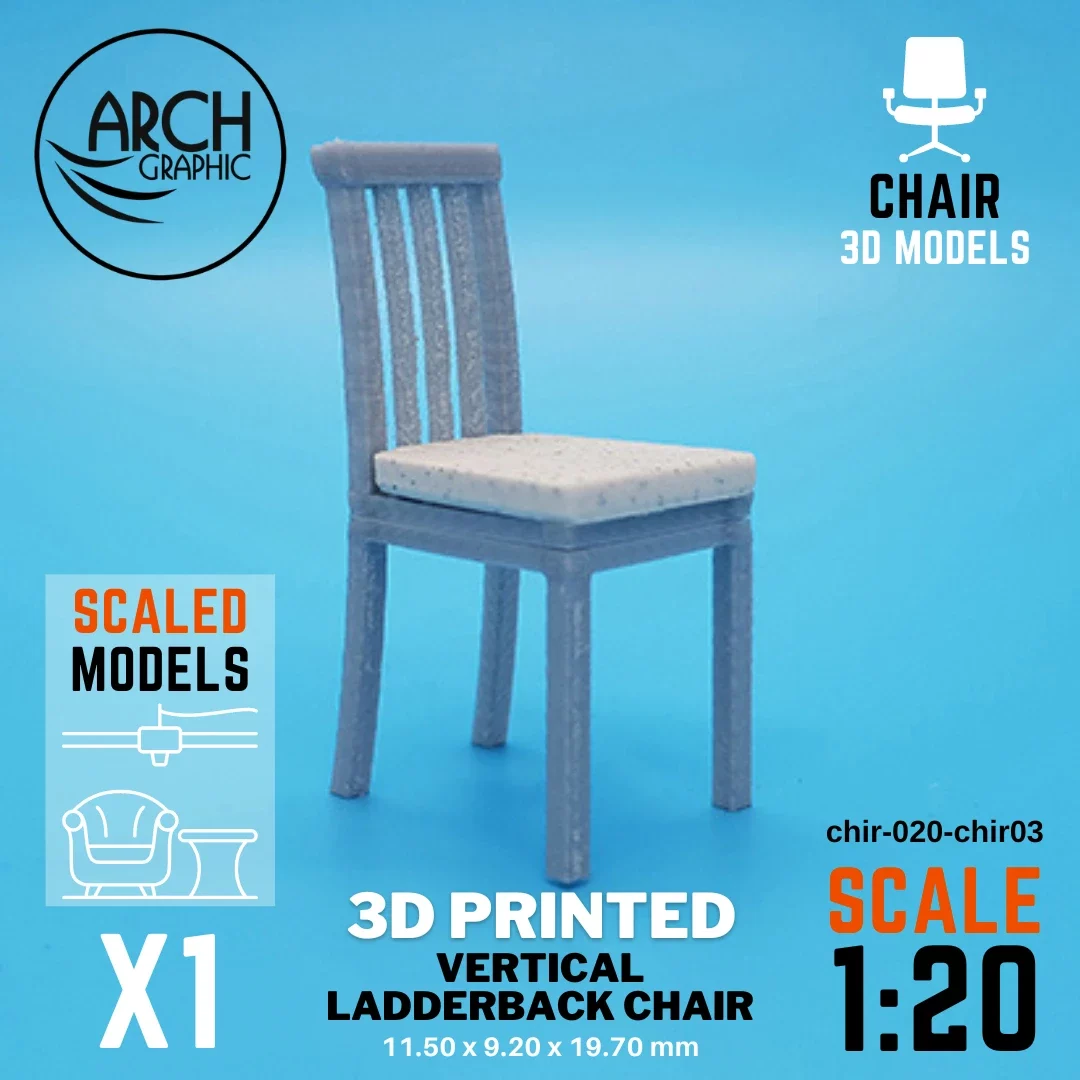Best Price 3D Printed Vertical Ladderback Chair Model Scale 1:20 in Dubai using best 3D Printers in UAE for Interior Designers