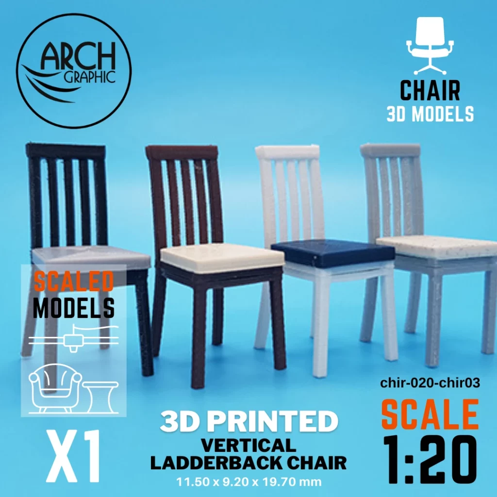 Best 3D Printing Company in UAE Provides Vertical Ladderback Chair Model Scale 1:20 to use for Interior 3D Projects