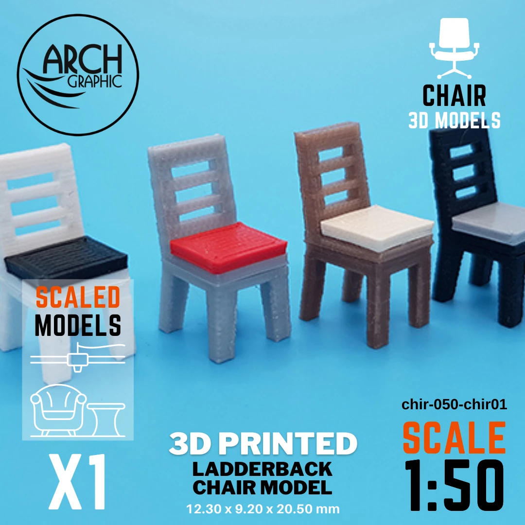 3D printed ladderback chair model scale 1:50