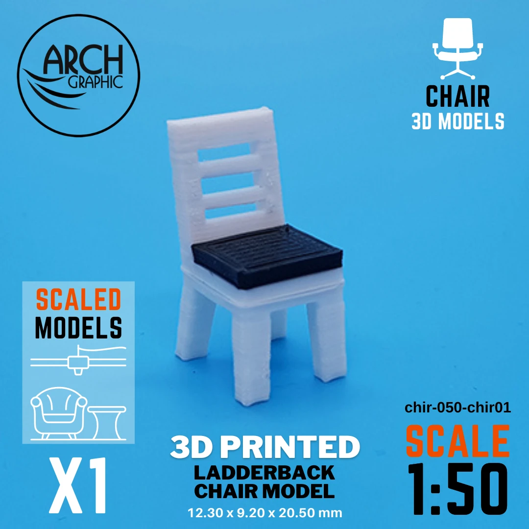 Best Price 3D Printed Ladderback Chair Model Scale 1:50 in Dubai using best 3D Printers in UAE for Interior Designers