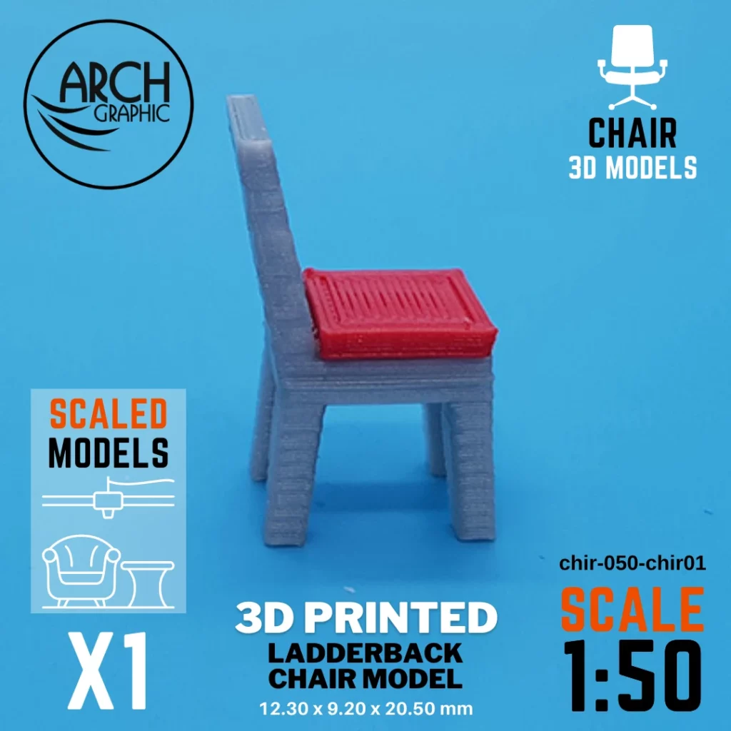 Best 3D Printing Company in UAE Provides Ladderback Chair Model Scale 1:50 to use for Interior 3D Projects