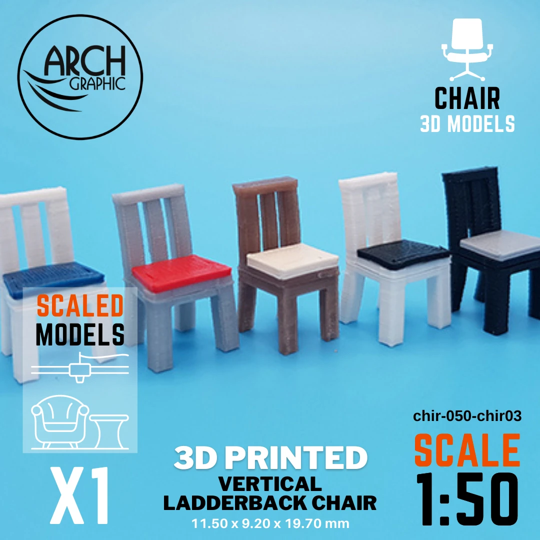3D printed vertical ladderback chair model scale 1:50