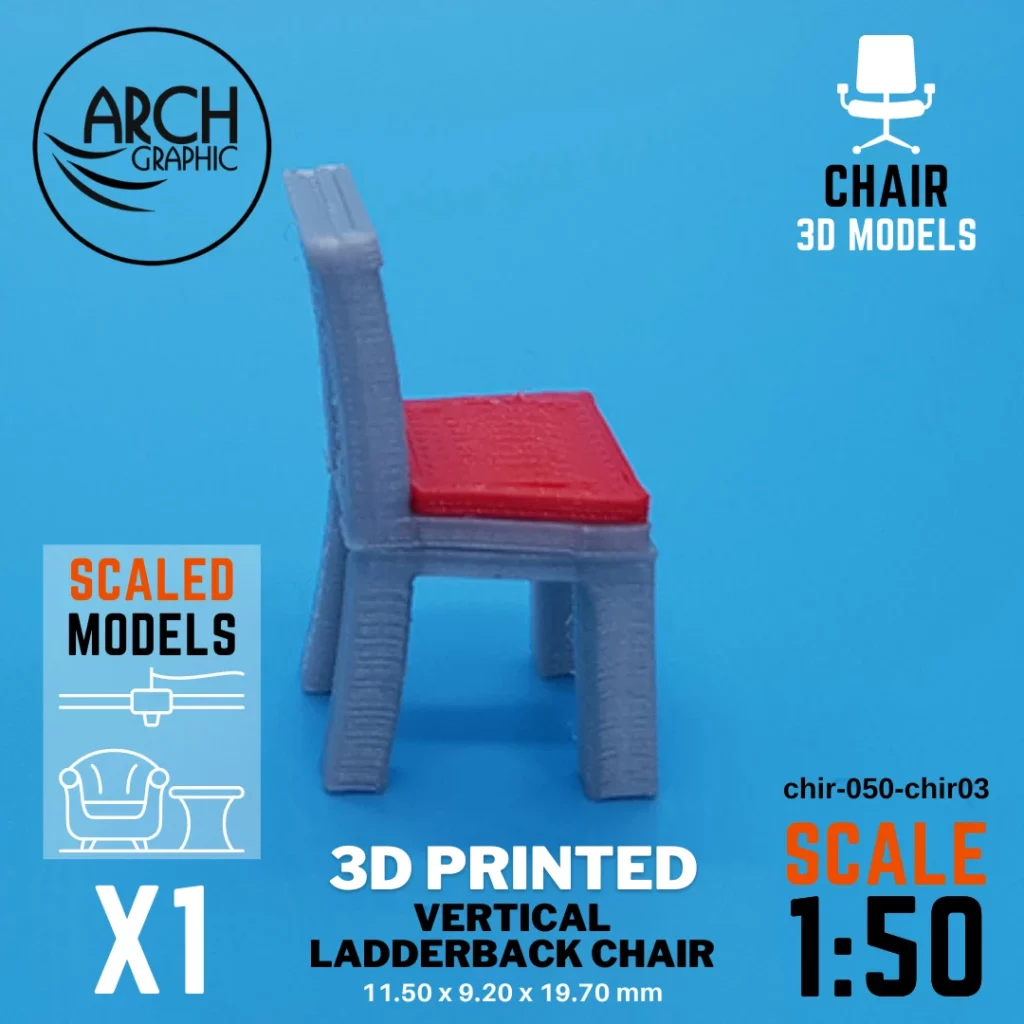 Best 3D Printing Company in UAE Provides Vertical Ladderback Chair Model Scale 1:50 to use for Interior 3D Projects