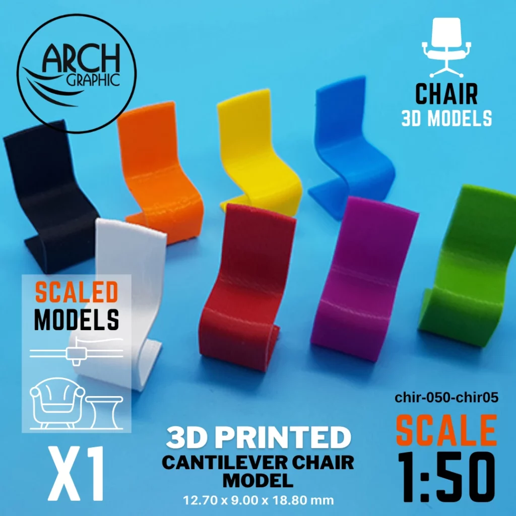 3D printed cantilever chair model scale 1:50