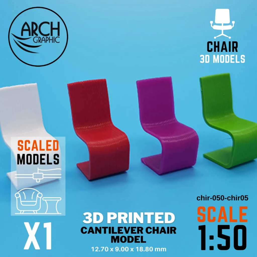 Best 3D Printing Company in UAE Provides Cantilever Chair Model Scale 1:50 to use for Interior 3D Projects