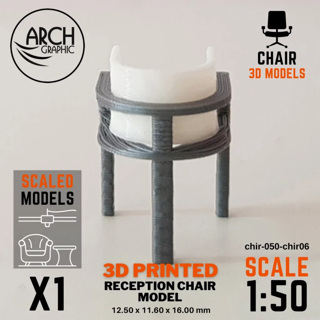 Best Price 3D Printed Reception Chair Model Scale 1:50 in Dubai using best 3D Printers in UAE for Interior Designers
