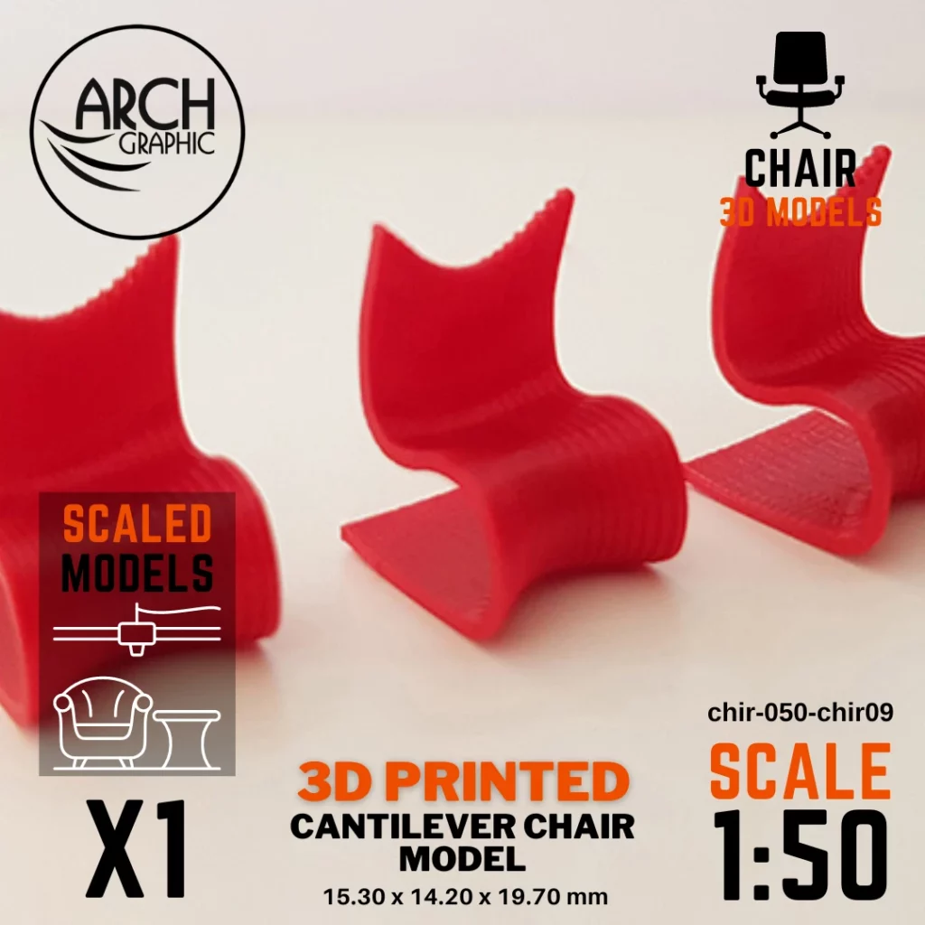Best 3D Printing Hub in UAE Making 3D Printed Scaled models of Cantilever Chair Model Scale 1:50 for Interior students 3D Projects