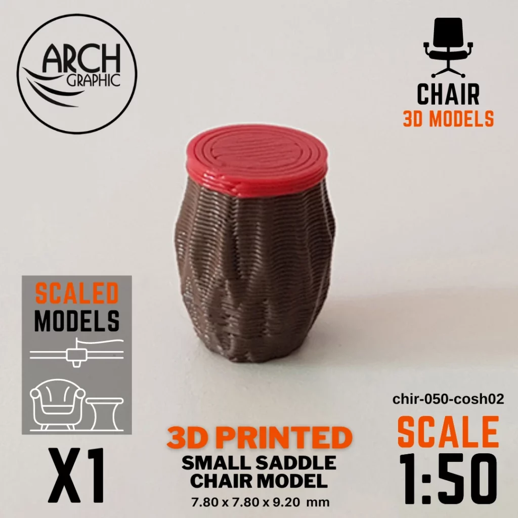 3D printed small saddle chair model scale 1:50