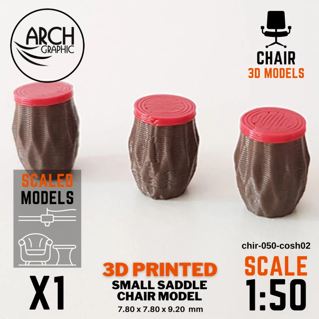 Best 3D Printing Company in UAE Provides Small Saddle Chairs Models Scale 1:50 to use for Interior 3D Projects