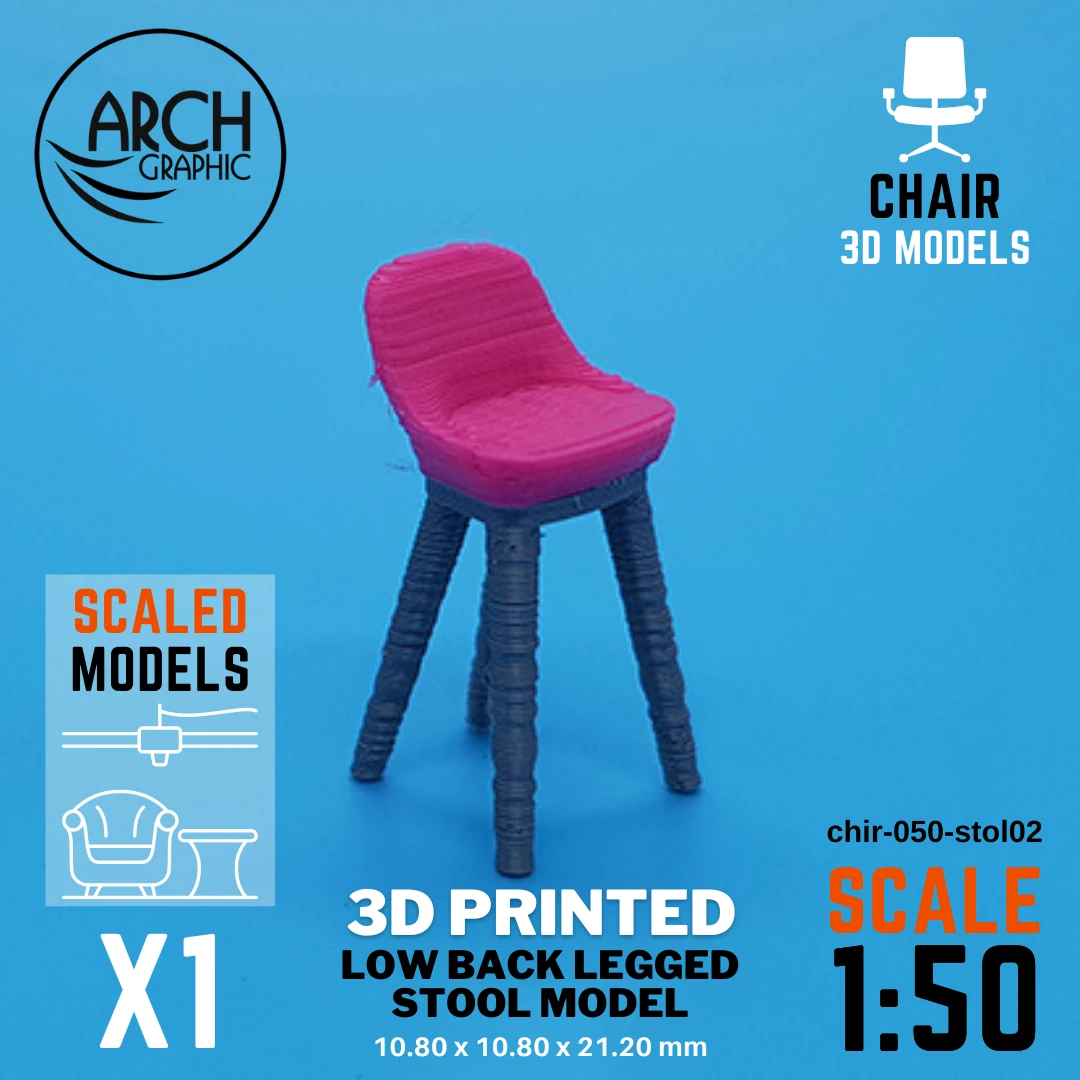 Best 3D Printing Hub in UAE Making 3D Printed Scaled models of Low Back Legged Stool Model Scale 1:50 for Interior students 3D Projects