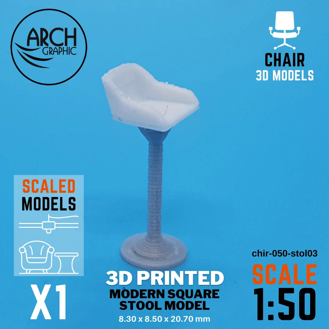 Best 3D Printing Hub in UAE Making 3D Printed Scaled models of Modern Square Stool Model Scale 1:50 for Interior students 3D Projects