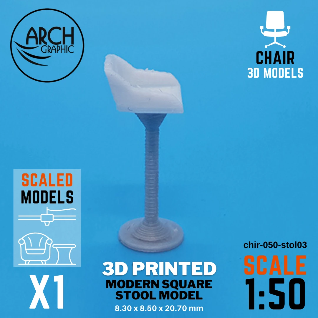 Best Price 3D Printed Modern Square Stool Model Scale 1:50 in Dubai using best 3D Printers in UAE for Interior Designers