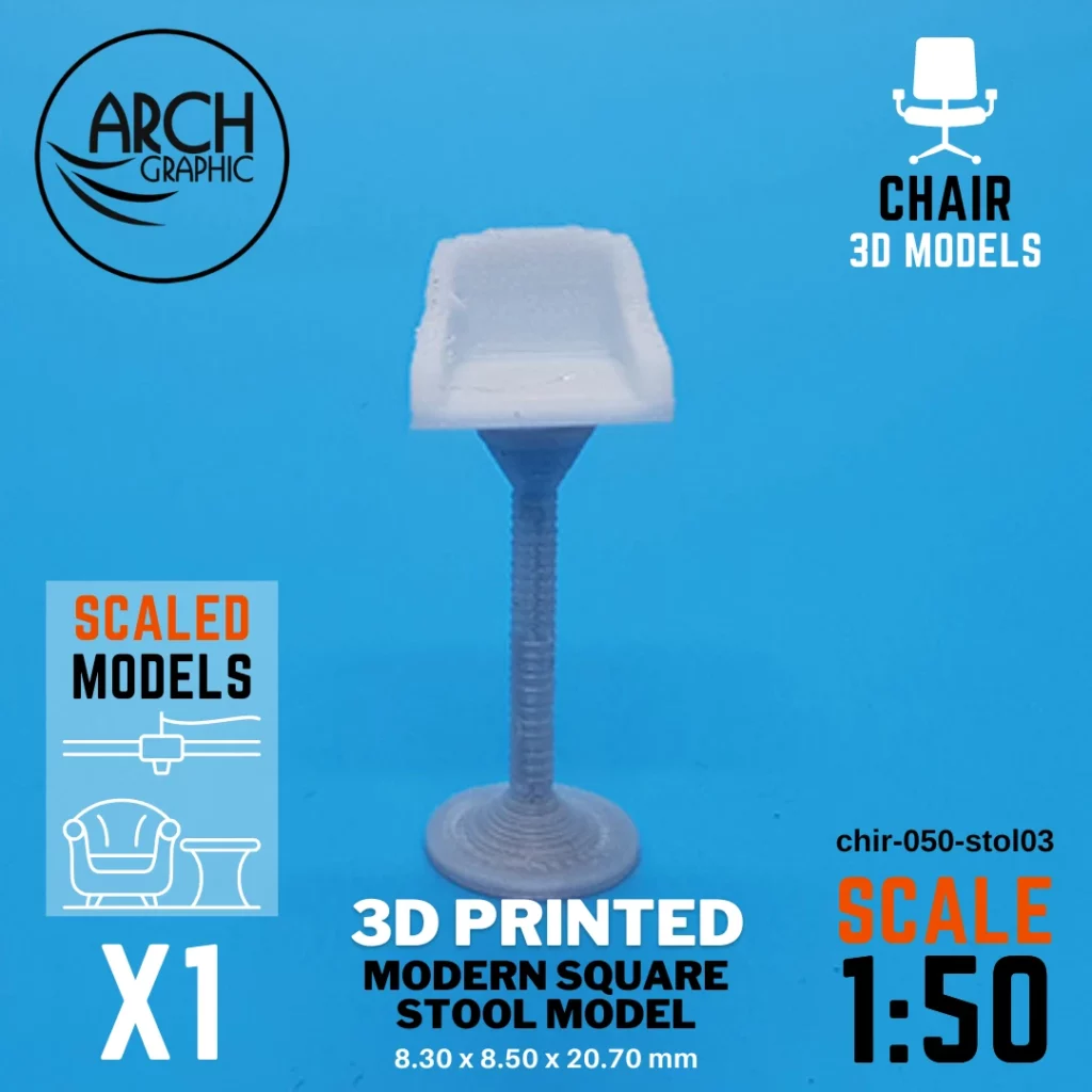 Fast 3D Printing Shop making Modern Square Stool Model Scale 1:50