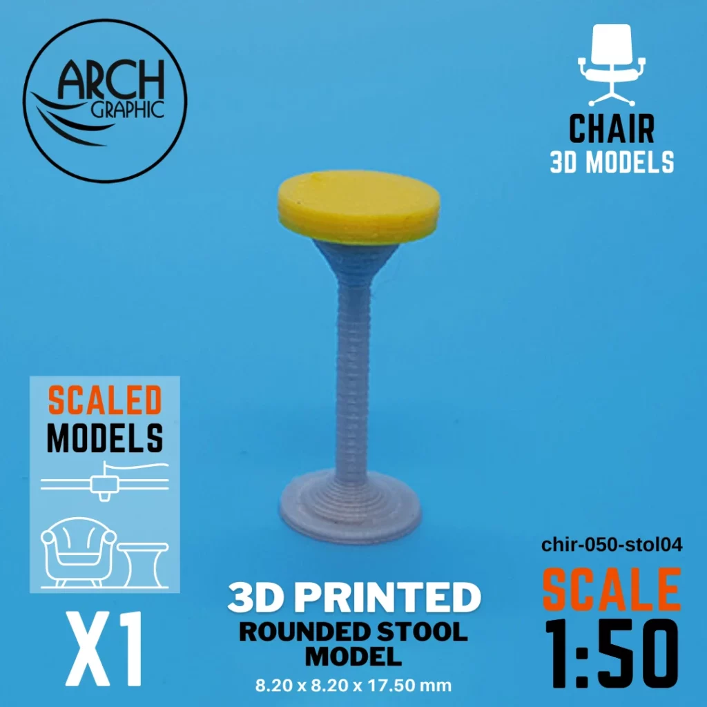 Best Price 3D Printed Rounded Stool Model Scale 1:50 in Dubai using best 3D Printers in UAE for Interior Designers