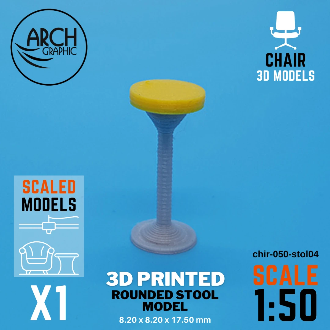 Best Price 3D Printed Rounded Stool Model Scale 1:50 in Dubai using best 3D Printers in UAE for Interior Designers