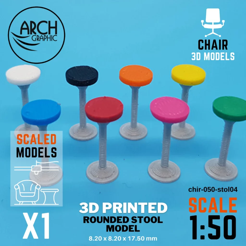 3D printed rounded stool model scale 1:50