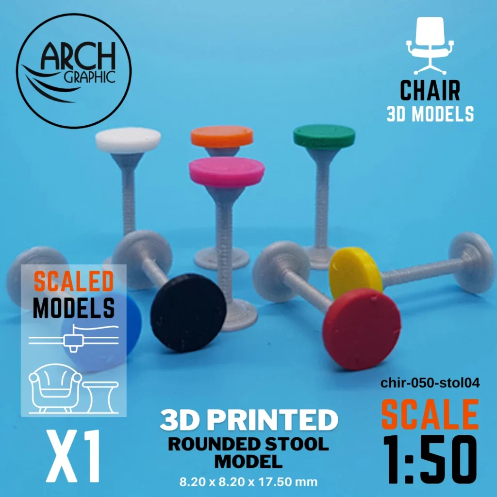 Best 3D Printing Company in UAE Provides Rounded Stool Model Scale 1:50 to use for Interior 3D Projects